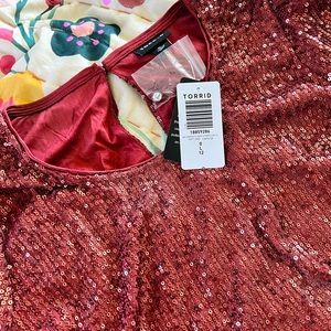 Torrid burgandy sequin blouse - new with tags
